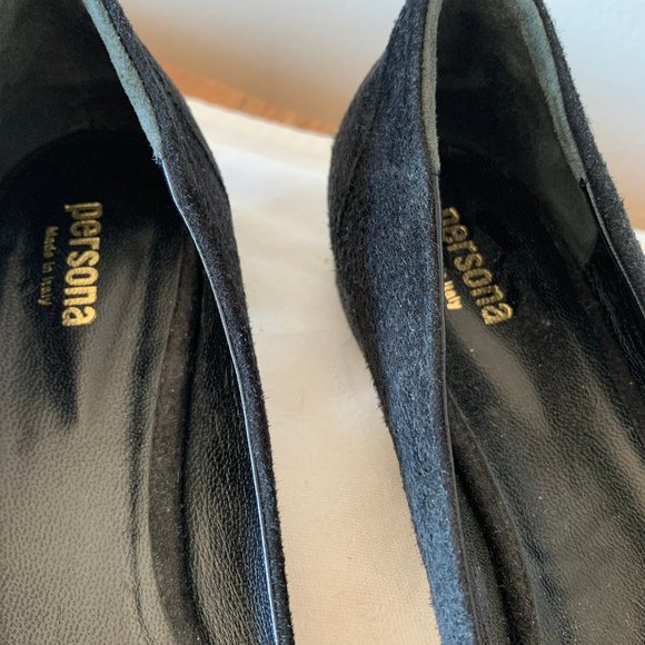 Persona, Made in Italy, Black Suede Ballet Flat , New, size 40 (8.5) - Picture 3 of 7